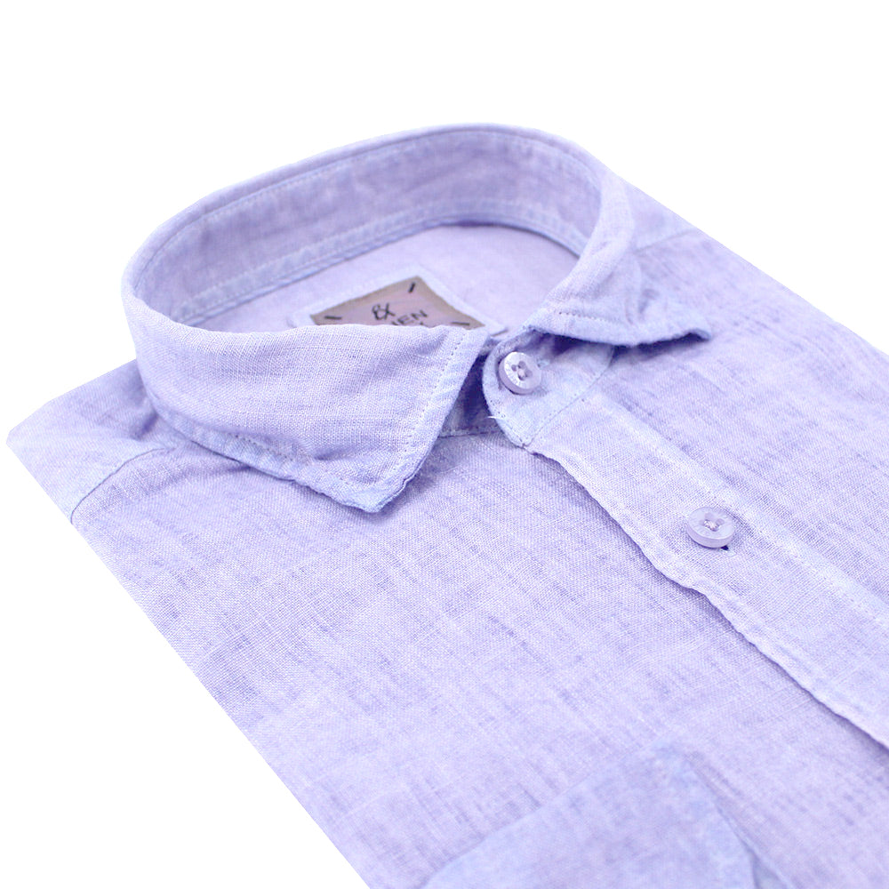 Solid Purple Linen Shirt Shirts Eight-X