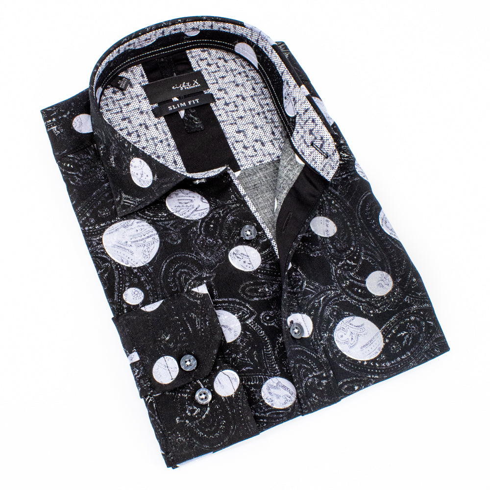 Spotlight on Paisley Button Down Shirt Shirts EightX BLACK S
