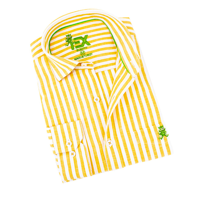 Stanford Stripe FROG Linen Shirt - Yellow Shirts EightX YELLOW S