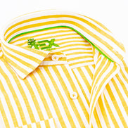 Stanford Stripe FROG Linen Shirt - Yellow Shirts EightX