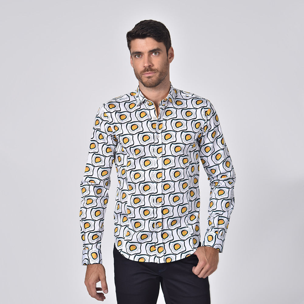 Sunny Side Up Button Down Print Shirt Shirts Eight-X