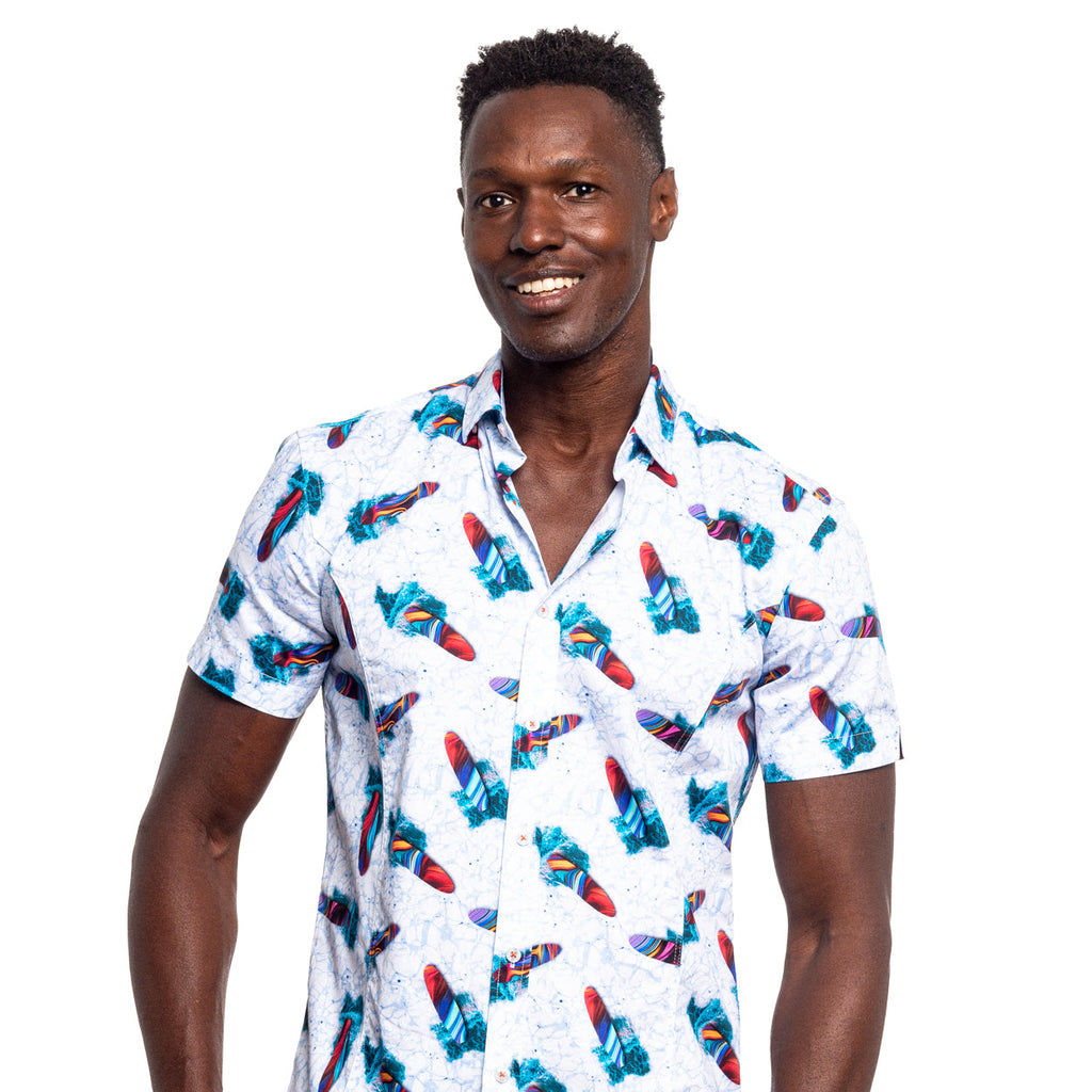 Surfing with the Alien Short Sleeve Button Down Shirt Shirts Eight-X