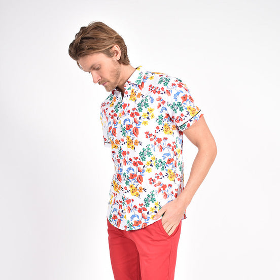 Swiss Spring Flower Short Sleeve Shirt Shirts Eight-X
