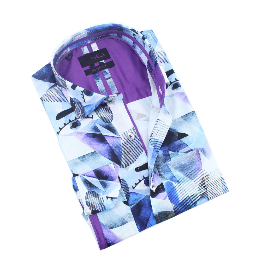 The Blues Abstract Eyes Button Down Shirt Shirts Eight-X BLUE S