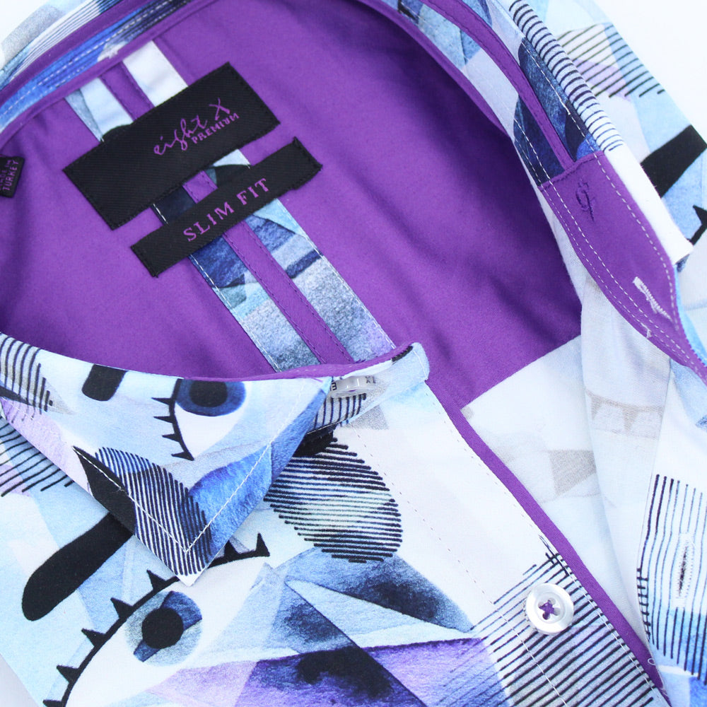 The Blues Abstract Eyes Button Down Shirt Shirts Eight-X