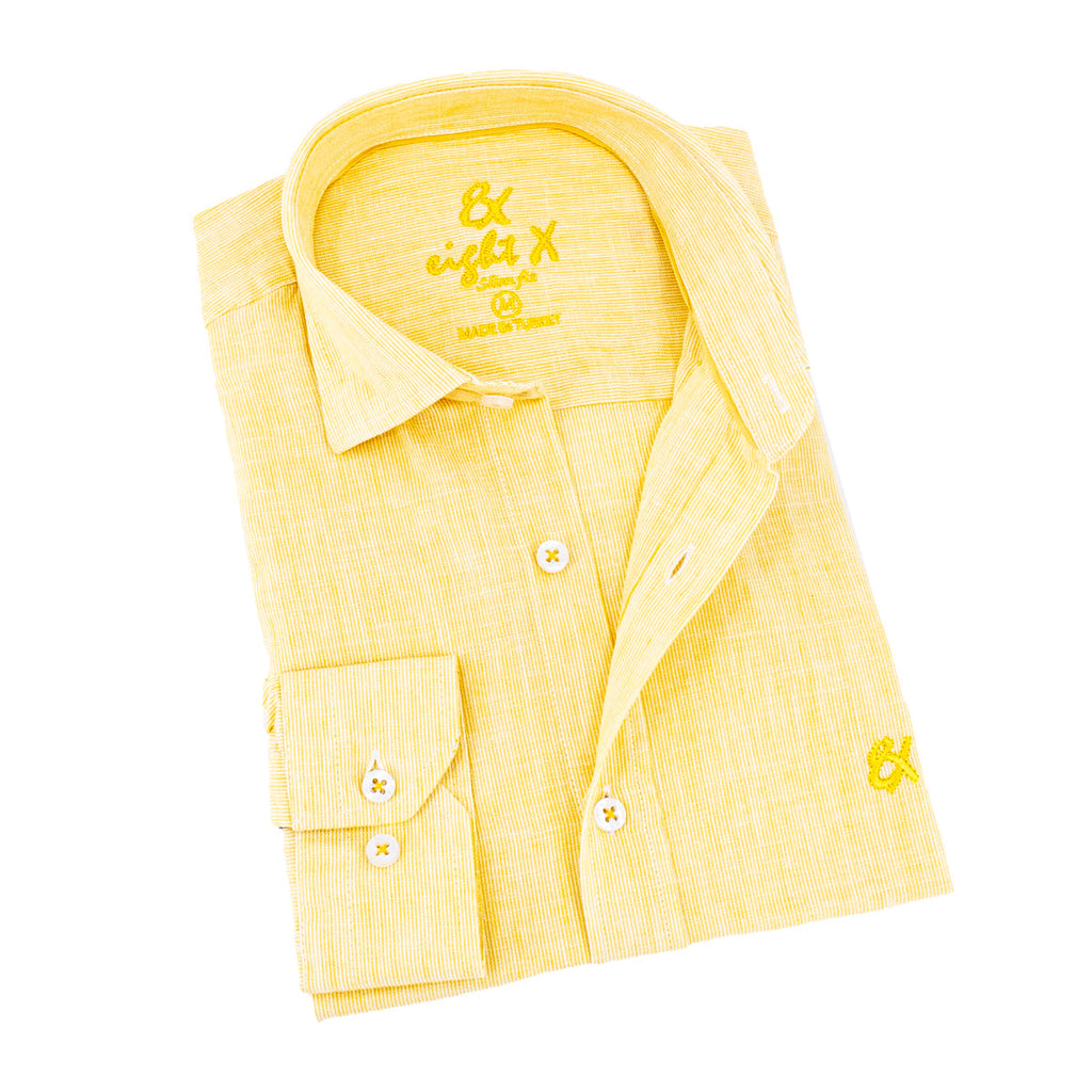 The Boardwalk Linen Button Down Shirt - Golden Yellow Shirts Eight-X YELLOW S