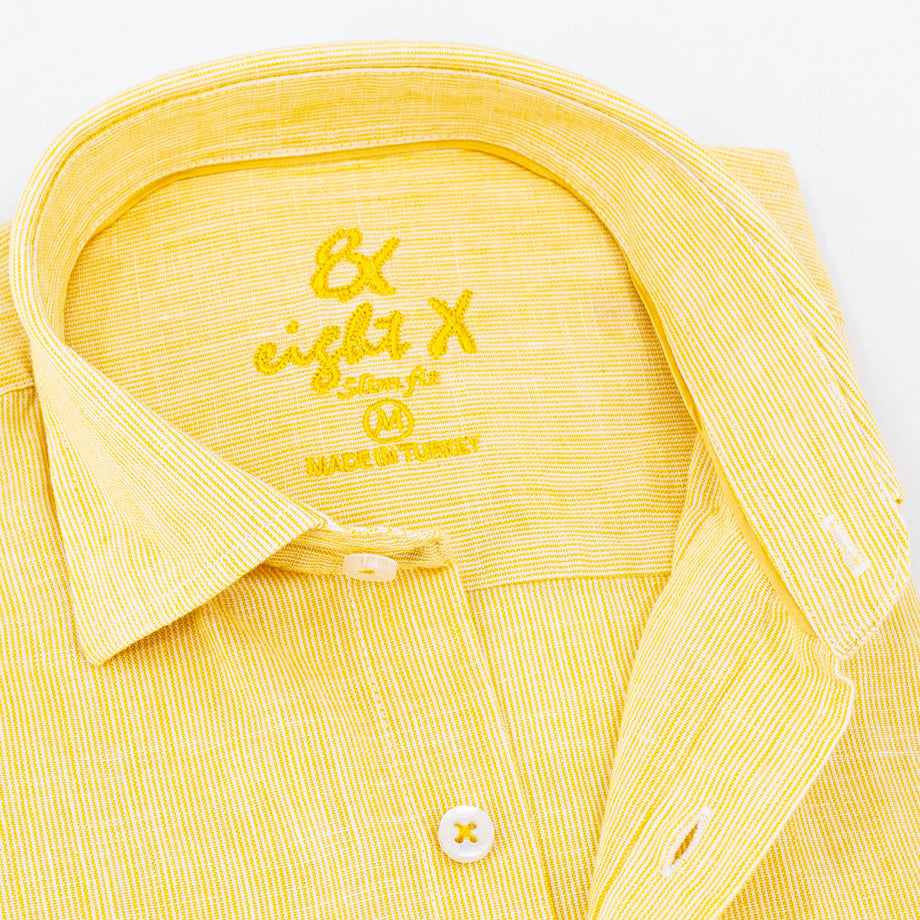 The Boardwalk Linen Button Down Shirt - Yellow | Designer Menswear