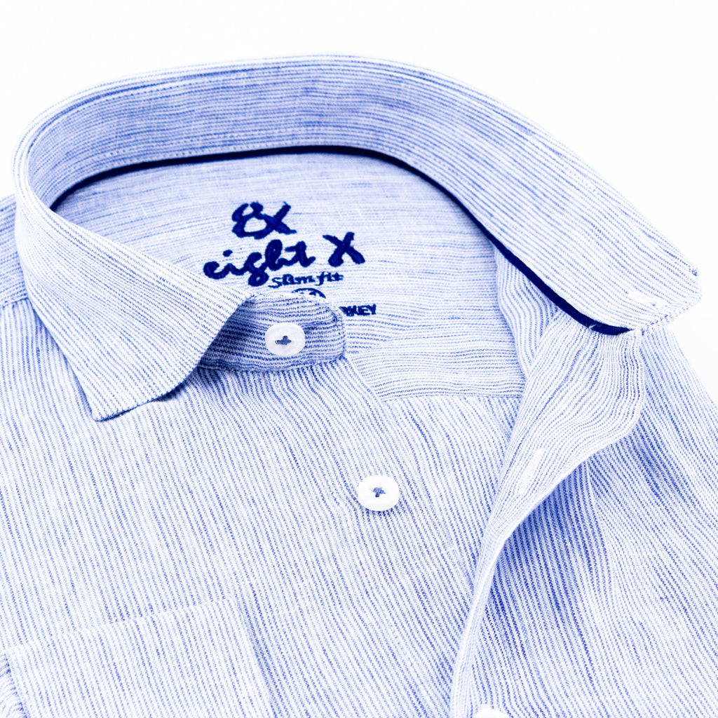 The Boardwalk Linen Button Down Shirt - Ocean Blue Shirts Eight-X