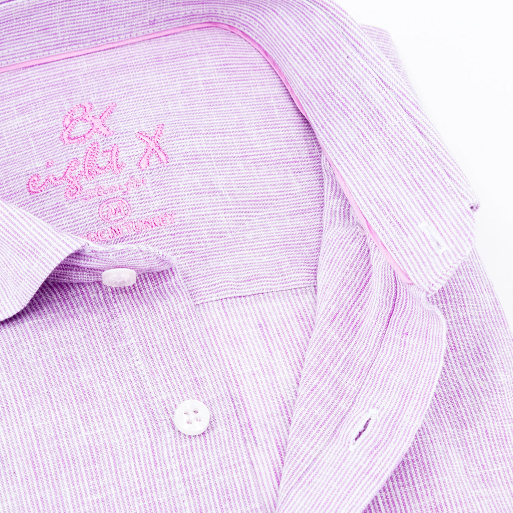 The Boardwalk Linen Button Down Shirt - Sunset Pink Shirts Eight-X