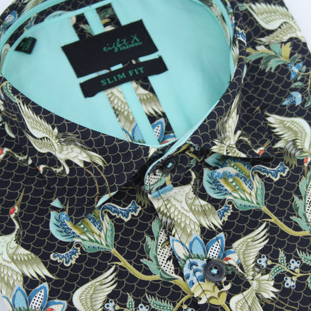 Traditional Flying Japanese Crane Button Down Shirt Shirts Eight-X