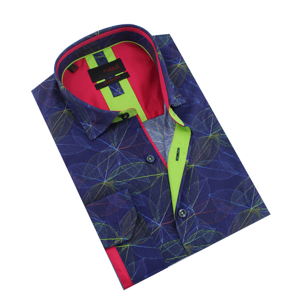 Translucent Leaf Button Down Shirt Shirts Eight-X NAVY S