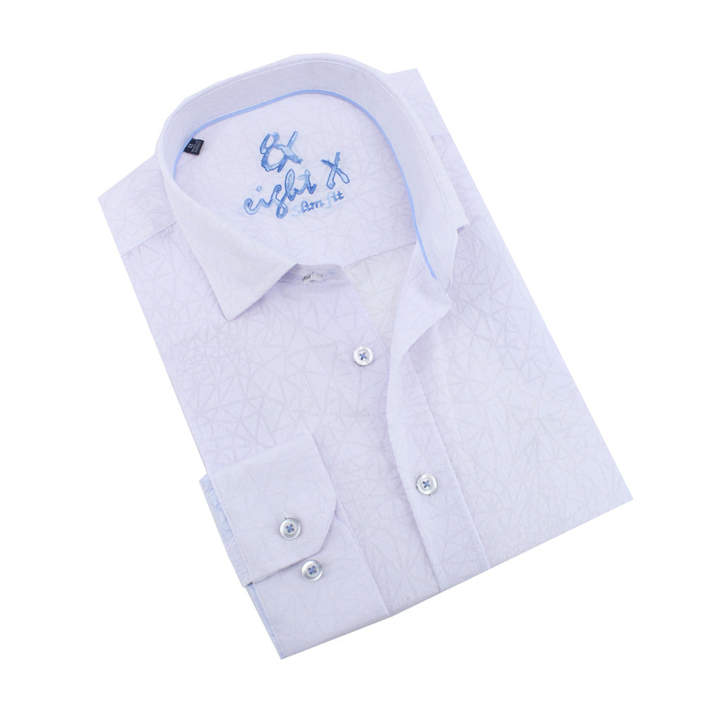 Triangular Button Down Jacquard Shirt Shirts Eight-X WHITE S