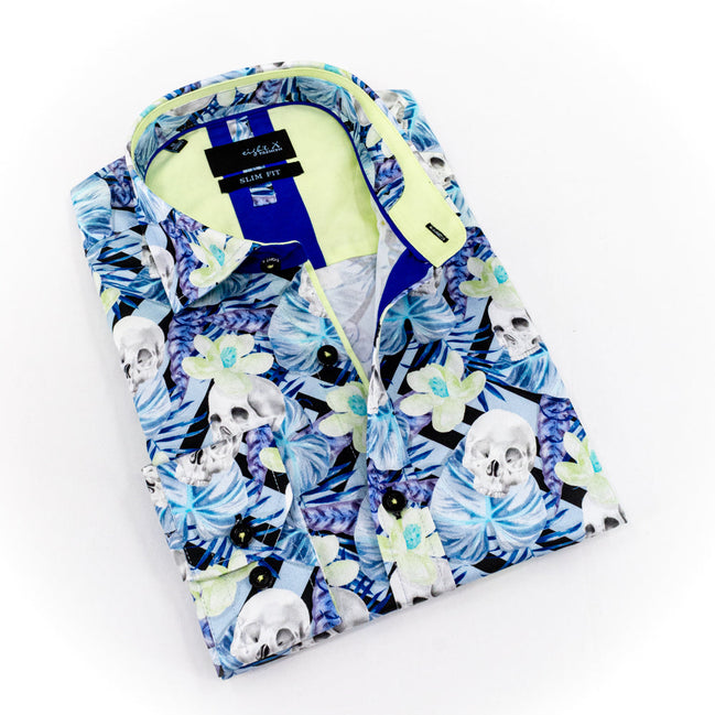 Tropic Slumber Button Down Shirt Shirts EightX TURQUOISE S
