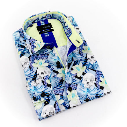 Tropic Slumber Button Down Shirt Shirts EightX TURQUOISE S