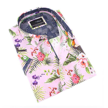 Tropical Pink Short Sleeve Shirt Shirts EightX PINK S