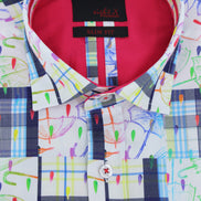 Umbrellas and Plaid In Colorful Rain Drops Button Down Shirt Shirts Eight-X