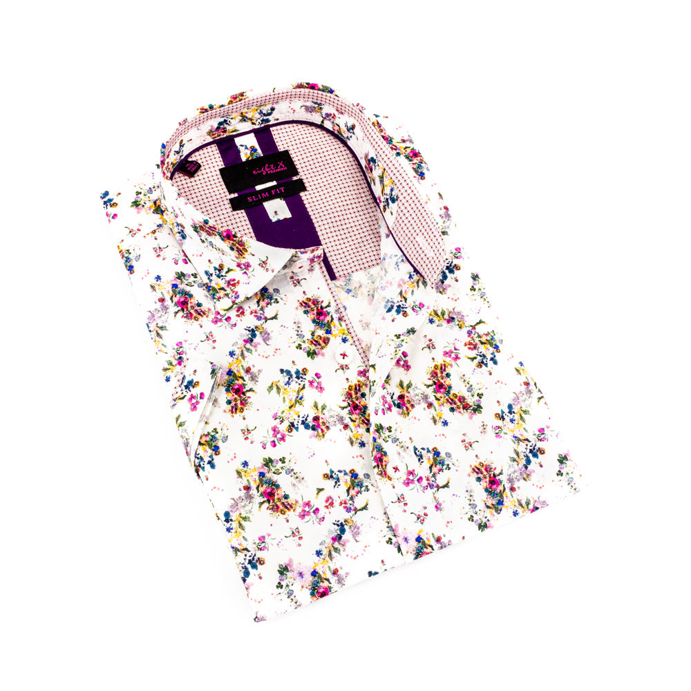 Vintage Blossom Short Sleeve Shirt Shirts Eight-X WHITE S