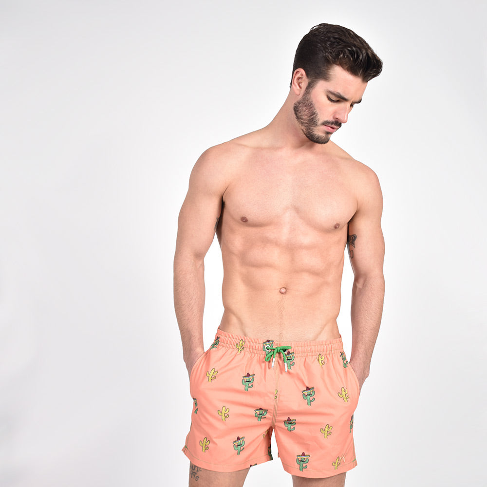 Sombrero Cactus Print Swim Trunks Swim Trunks Eight-X