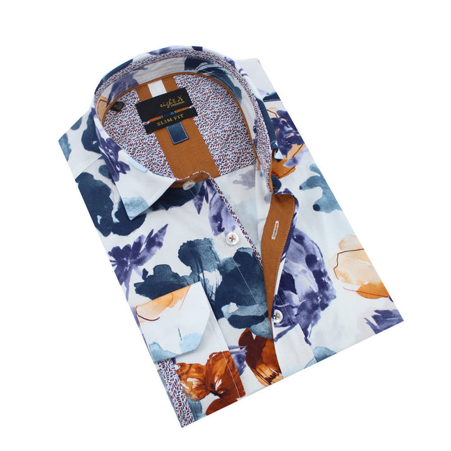 Watercolor Falling Flower Button Down Shirt Shirts Eight-X MULTI S