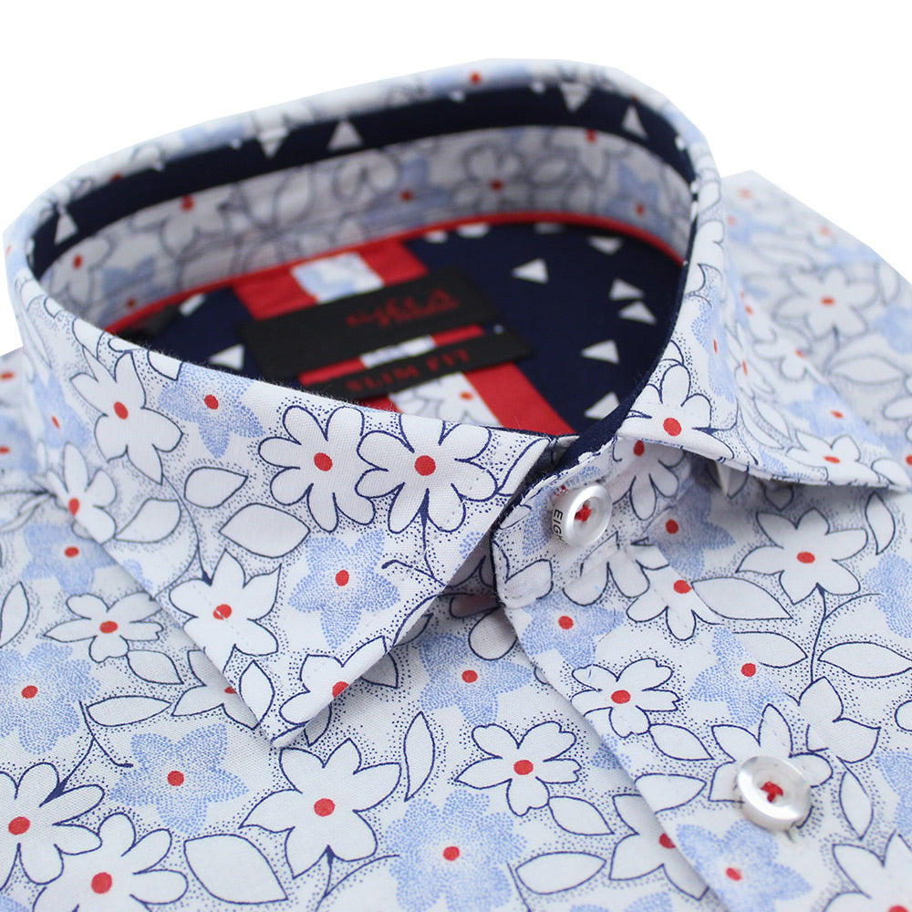 White Geranium Flower Short Sleeve Shirt Shirts Eight-X