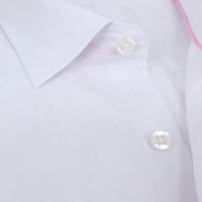 White Jacquard Shirt With Pink Trim Shirts EightX