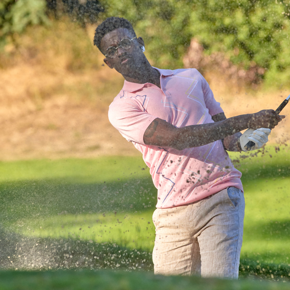 Zig Zag Knit Polo - Pink Polos Eight-X