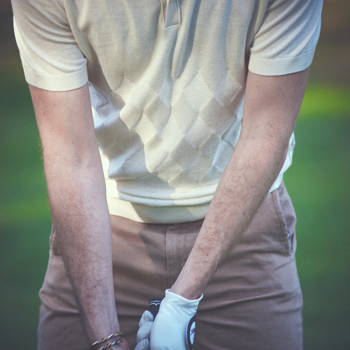 Argyle Knit Polo - Beige Polos Eight-X