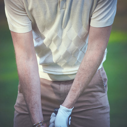 Argyle Knit Polo - Beige Polos Eight-X