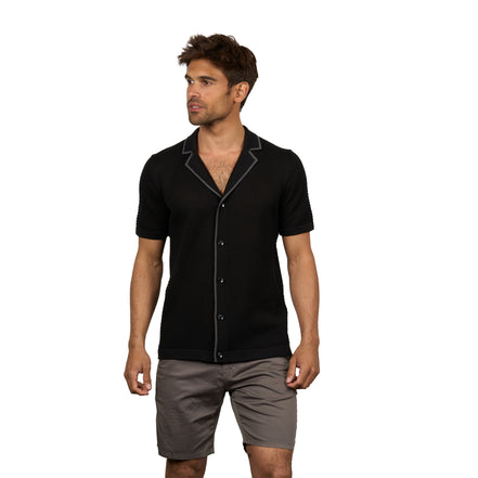 Essential Crochet Button Up Shirt - Black Button Up Shirts Eight-X