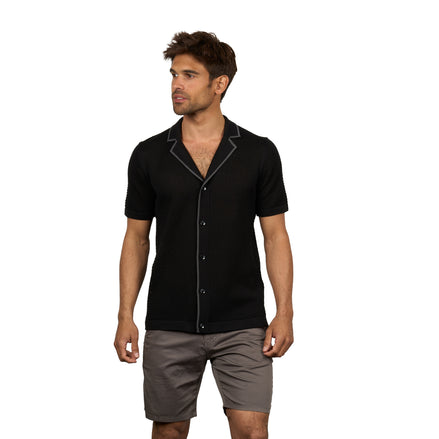 Essential Crochet Button Up Shirt - Black Button Up Shirts Eight-X