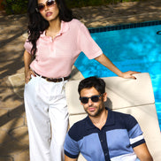 Zephyr Short Sleeve Button Up Crochet Shirt - Pink Eight-X