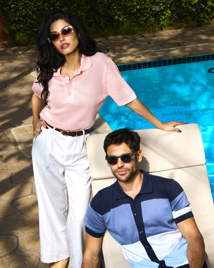 Zephyr Short Sleeve Button Up Crochet Shirt - Pink Eight-X
