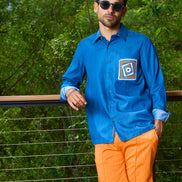 Indigo Denim Long Sleeve Button Up Shirt Eight-X