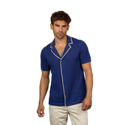 Essential Crochet Button Up Shirt - Blue Button Up Shirts Eight-X
