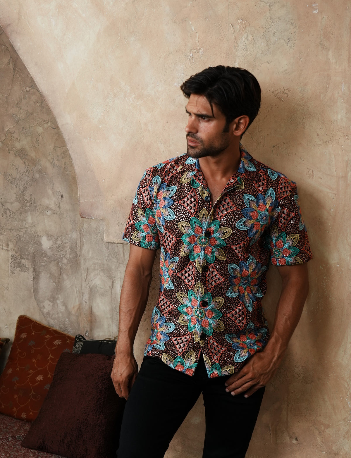Soraya Artisan Short Sleeve Button Up Shirt Eight-X
