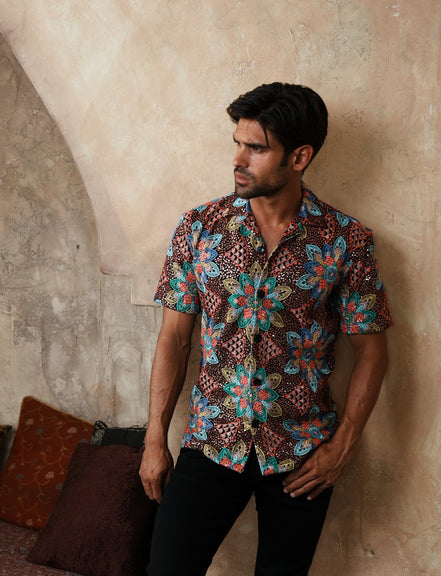 Soraya Artisan Short Sleeve Button Up Shirt Eight-X