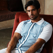 Harrison Knit Short Sleeve Button-Up Polo Shirt Eight-X