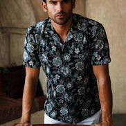 Pixel Bloom Artisan Short Sleeve Button Up Shirt Eight-X