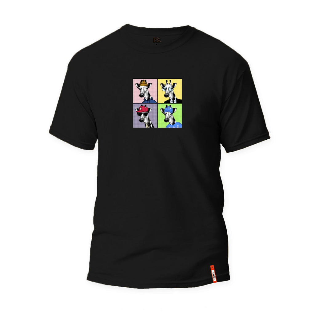 The Four Giraffes Graphic T-Shirt - Black  Eight-X