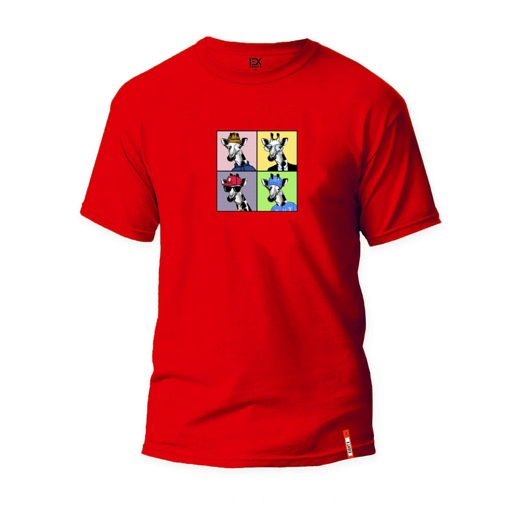 The Four Giraffes Graphic T-Shirt - Red  Eight-X