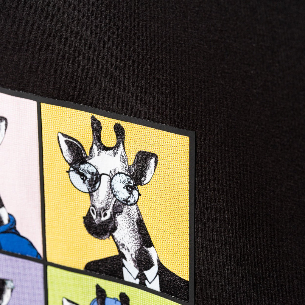 The Four Giraffes Graphic T-Shirt - Black  Eight-X