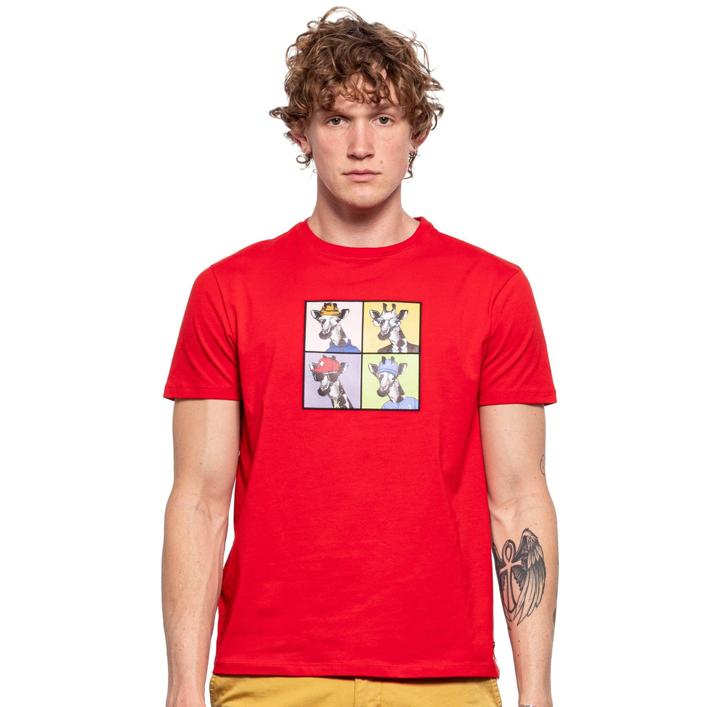 The Four Giraffes Graphic T-Shirt - Red  Eight-X