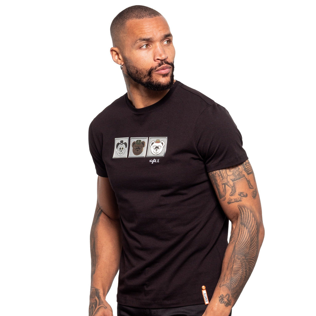 Three Bears Graphic T-Shirt - Black  Eight-X