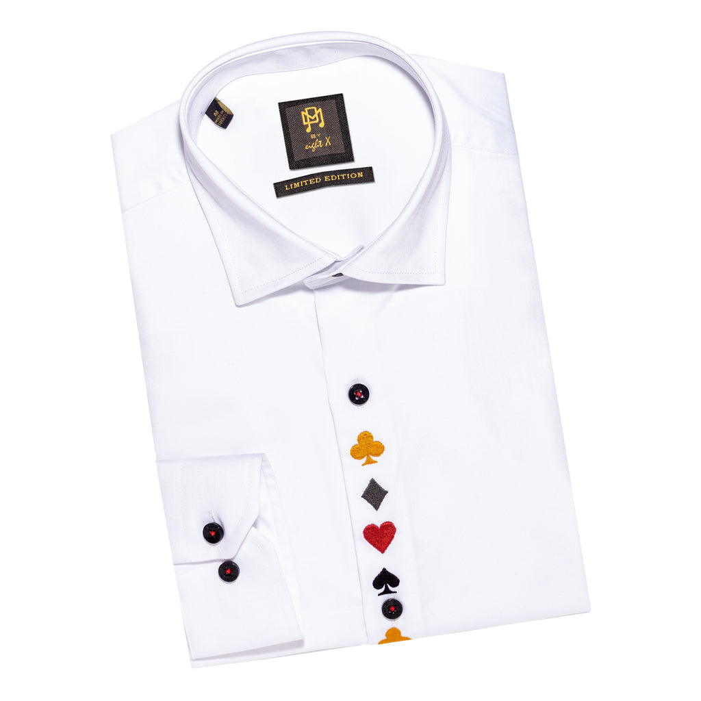 Royal Flush PM Limited Edition Button Down Shirt - White  Eight-X   