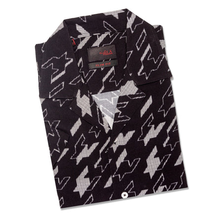 Invader Relaxed Fit Short Sleeve Button Down Shirt Button Down Shirts Eight-X BLACK S 