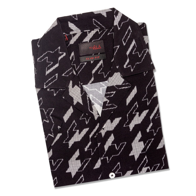 Invader Relaxed Fit Short Sleeve Button Down Shirt Button Down Shirts Eight-X BLACK S 