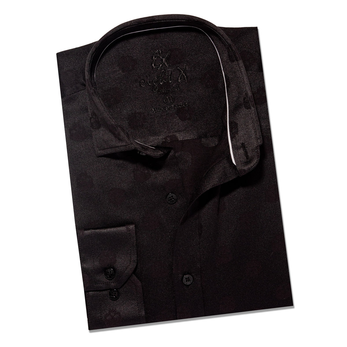 Skull Jacquard Button Down Shirt - Black Button Down Shirts Eight-X BLACK S 