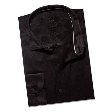 Skull Jacquard Button Down Shirt - Black Button Down Shirts Eight-X BLACK S 