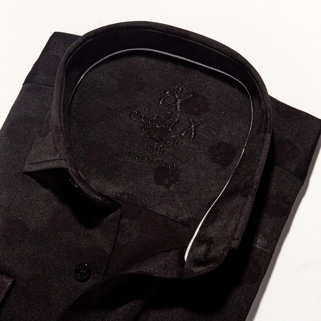 Skull Jacquard Button Down Shirt - Black  Eight-X   