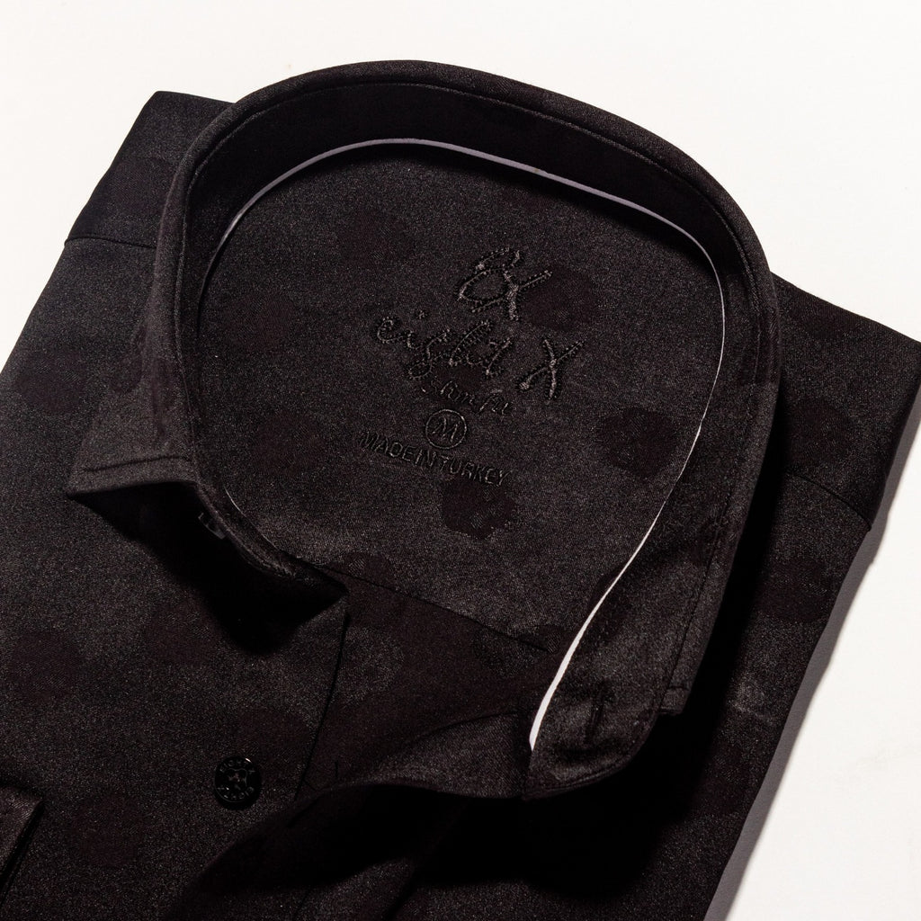 Skull Jacquard Button Down Shirt - Black Button Down Shirts Eight-X   